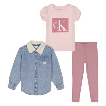 Calvin Klein Toddler Girls' Denim Shacket Legging Sets