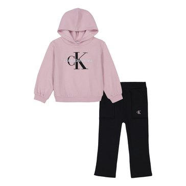 Calvin Klein Little Girls' Puff Sleeve Fleece Legging Sets