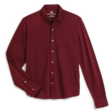 Eight Bells Men's Long Sleeve Birdseye Pique Front Button Shirt