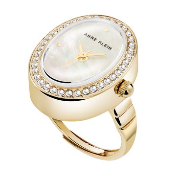 Anne Klein Oval Crystal Ring Watch