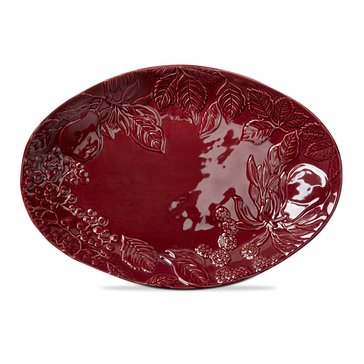 Tag Embossed Autumn Leaves Oval Platter