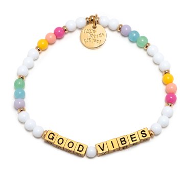 Little Words Project Good Vibes Gold Letter Beaded Stretch Bracelet