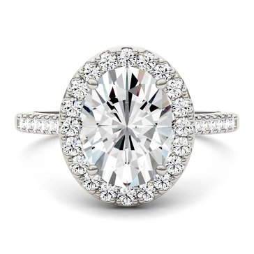 Charles and Colvard Forever Bright 3 1/2 cttw Moissanite Halo Engagement Ring