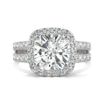 Charles and Colvard Forever Bright 4 1/4 cttw Moissanite Halo Engagement Ring