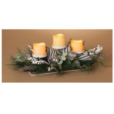 Gerson Holiday Floral Center Piece with Metal Candle Holder