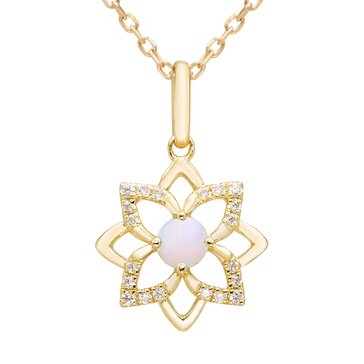 Created Opal & Created White Sapphire Accent Flower Pendant