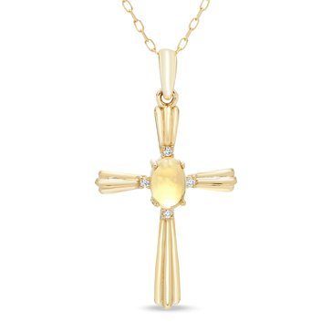 Created Opal & Created White Sapphire Accent Cross Pendant