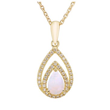 Created Opal & Created White Sapphire Accent Pear Cut Pendant