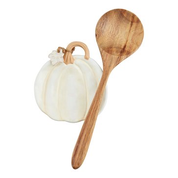 Mud Pie White Pumpkin Spoon Rest Set