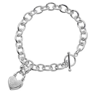 1/4 cttw Diamond Heart Lock Toggle Link Bracelet