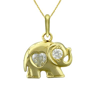 Elephant with Cubic Zirconia Pendant Necklace