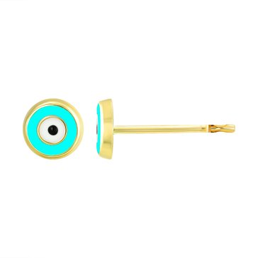 Light Blue Evil Eye Stud Earrings