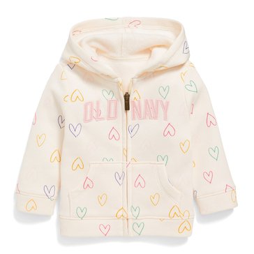 Old Navy Baby Girls' Heart Printed Logo Zip Hoodie