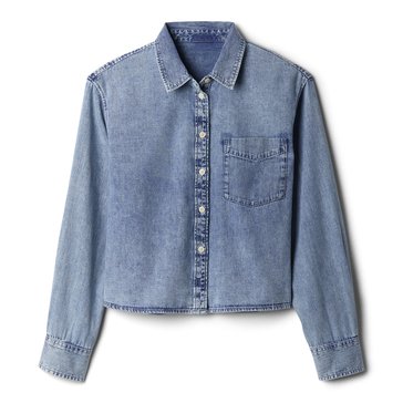 Gap Women's Long Sleeve Cropped Denim Shirt