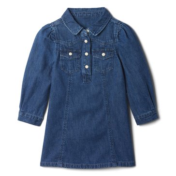 Gap Baby Girls Long Sleeve Collared Denim Dress