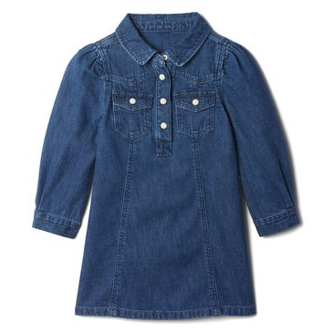 Gap Toddler Girls Long Sleeve Collared Denim Dress