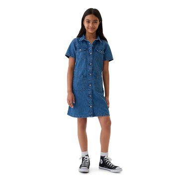 Gap Big Girls Short Sleeve Denim Cargo Shirtdress