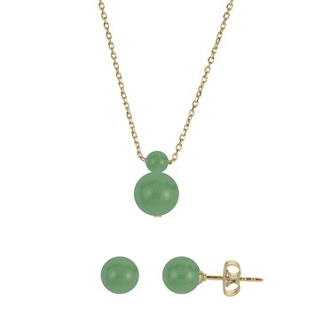 Imperial Dyed Jade Necklace and Earring Set