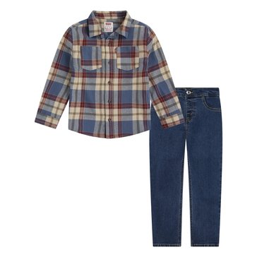 Levi's Baby Boys' 3-Piece Flannel Beanie Pant Set