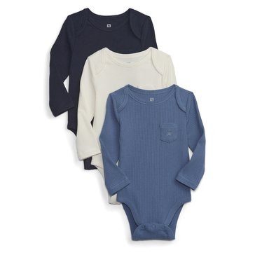 Gap Baby Boys' Long Sleeve Ribbed Bodysuit 3-Pack