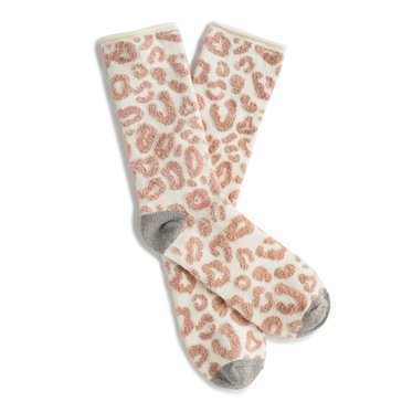 Legale Women's Raised Feather Animal Print Crew Socks