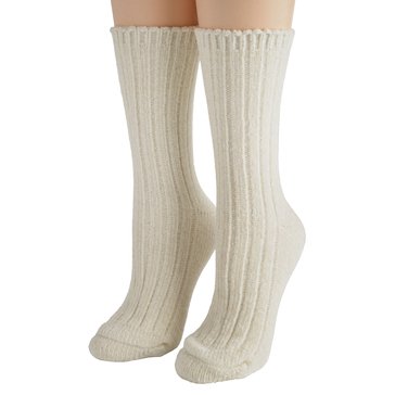 Legale Women's Ribbed Chenille Lurex Crew Socks