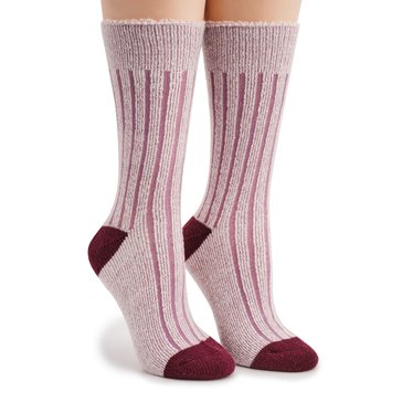 Legale Women's Roll Top Rib Comfy Sweat Crew Socks