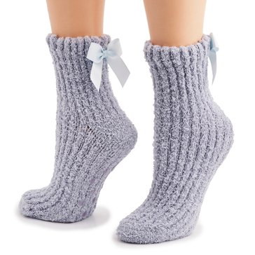 Legale Women's Super Soft Ribbed Cozy Bow Crew Socks