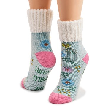 Legale Women's The World is Yours Comfy Sweat Crew Socks