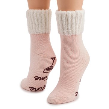 Legale Women's Wine Time Comfy Sweat Crew Socks