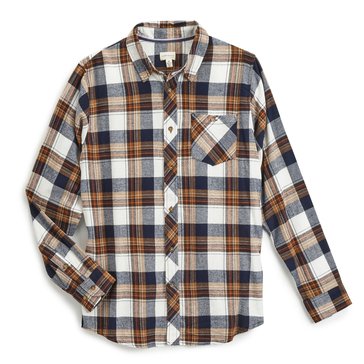 Eight Bells Men's Long Sleeve Plaid Unlined Flannel Shirt