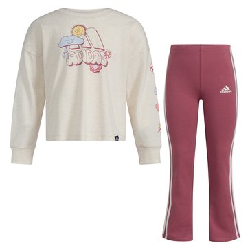 Adidas Little Girls' Graphic Tee Flare Pant Sets