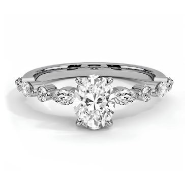 Evov. 2 1/2 cttw Lab Grown Diamond Oval Cut Engagement Ring with Diamond Accent Band