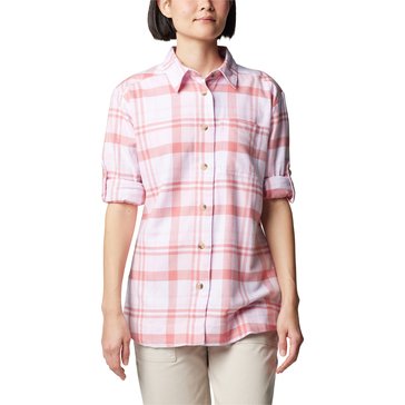 Columbia Women's Holly Hideaway Long Sleeve Oversize Flannel Plaid Shirt