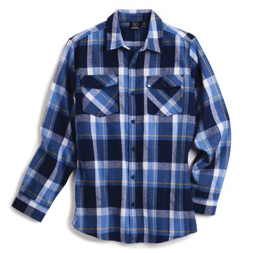 Burnside Men's Long Sleeve Madras Flannel Shirt 