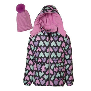 Pink Platinum Toddler Girls' Heart Puffer Coat