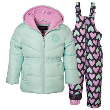 Pink Platinum Little Girls' Heart Snow Suit