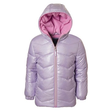 Pink Platinum Big Girls' Iridescent Puffer Coat