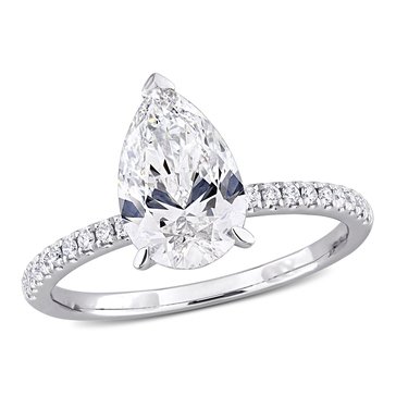 Created Forever 2 1/6 cttw Pear Shaped and Round Cut Lab Grown Diamond Solitaire Engagement Ring