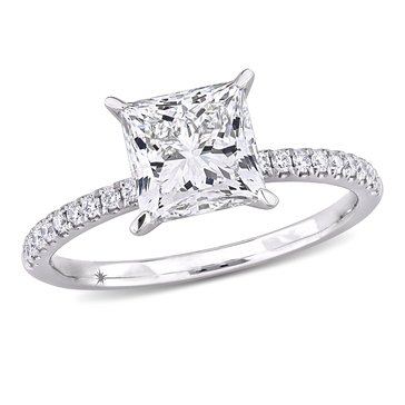 Created Forever 2 1/6 cttw Princess and Round Cut Lab Grown Diamonds Solitaire Engagement Ring