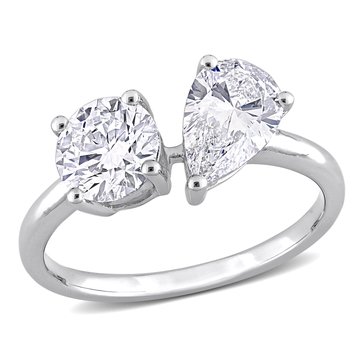 Created Forever 2 cttw Pear Shaped and Round Cut Lab Grown Diamond 2-Stone Engagement Ring