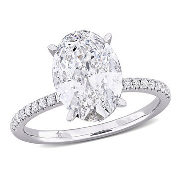 Created Forever 3 1/6 cttw Oval and Round Cut Lab Grown Diamonds Solitaire Engagement Ring