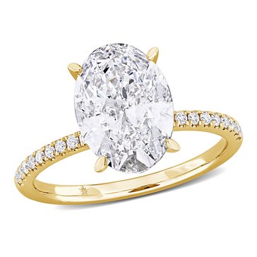 Created Forever 3 1/6 cttw Oval and Round Cut Lab Grown Diamond Solitaire Engagement Ring