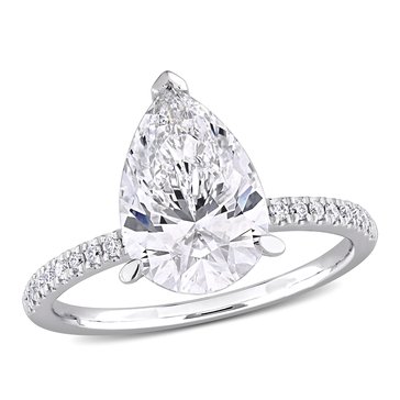 Created Forever 3 1/6 cttw Pear Shaped and Round Cut Lab Grown Diamond Solitaire Engagement Ring