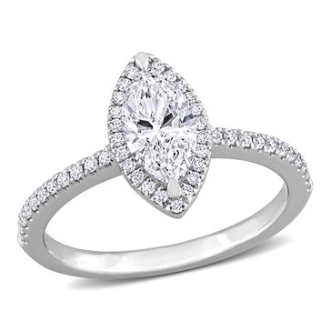 Created Forever 1 1/2 cttw Marquise and Round Cut Lab Grown Diamond Halo Engagement Ring