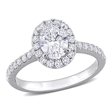 Created Forever 1 1/2 cttw Oval and Round Cut Lab Grown Diamond Halo Engagement Ring