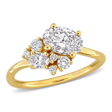 Created Forever 1 1/3 cttw Oval and Round Cut Lab Grown Diamond Cluster Engagement Ring