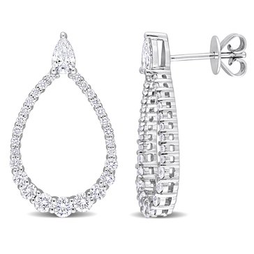 Created Forever 1 1/3 cttw Pear and Round Cut Lab Grown Diamond Open Teardrop Earrings