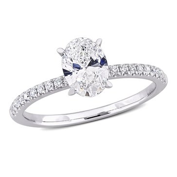 Created Forever 1 1/6 cttw Oval and Round Cut Lab Grown Diamond Solitaire Engagement Ring