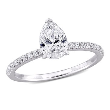 Created Forever 1 1/6 cttw Pear Shaped and Round Cut Lab Grown Diamond Solitaire Engagement Ring